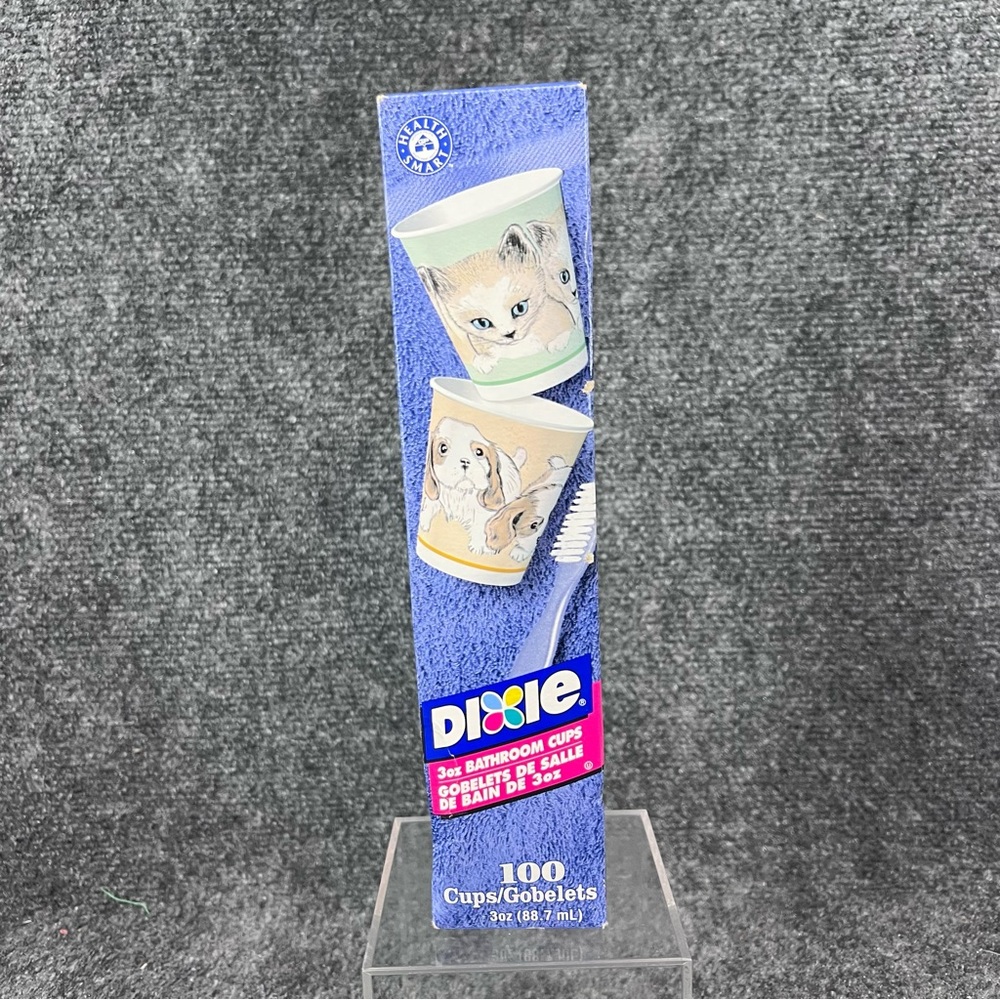 Dixie Vintage 100 Bathroom Cups Precious Pets Cats Dogs 3 oz New Sealed Box 2001